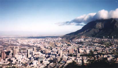 table mountain and city